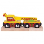 Houten wagon met kraan BIGJIGS RAIL