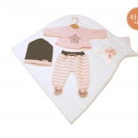 Llorens outfit voor New Born-pop 43–44 cm, 3-delige set met dekentje
