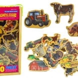 Houten magneetjes boerderij – dieren en landbouwmachines, 20 stuks