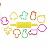 Uitsteekvormpjes voor klei NARA met plastic roller - 11 stuks