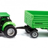 Siku Tractor Deutz-Fahr met tweeeenassige Fortuna-aanhanger