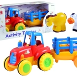 Tractor met aanhanger en diertjes met licht en geluid