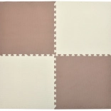 HUMBI schuimmat 120 × 120 cm – groot waterdicht puzzeltapijt, veilig voor kinderen, crème en koper, 4 stuks