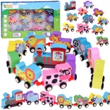 Houten kleurrijke trein met diertjes