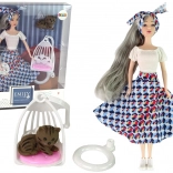 Pop EMILY met grijs haar met kitten en schommel