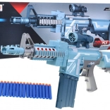 Zilveren kindergeweer BLAZE STORM met optiek en 20 foamkogels, 6+