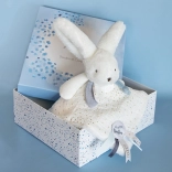 Doudou cadeauset blauw - konijntje met dekentje