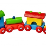 Goki gekleurde houten trein met magnetische wagons