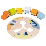 goki rijg-houten treintje met vijf wagonnetjes