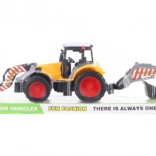 Kunststof bouwtractor met voorlader en graafarm