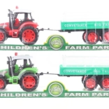 Kunststof tractor met vliegwiel en aanhanger 32 cm