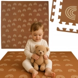 HUMBI schuim-speelmat 180 × 180 cm – bruine regenbogen, 9 delen, waterdicht en veilig