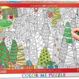 Eurographics Color Me Puzzle kerstboompjes 300 stukjes met ophangset
