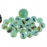 Glazen knikkers in net – mix van maten