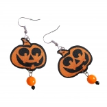 Halloween oorbellen met pompoen en oranje parel