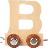 Small foot houten wagon met letter B voor de speelgoedtreinbaan