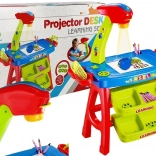 Educatieve kindertafel met projector, laden en sjablonen – blauw‑rood