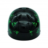 Fiets- en skatehelm skull zwart-groen M (55–58 cm)