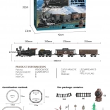 Retro transporttrein met licht, geluid en rook 172 cm