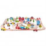 Houten treinbaan stad en dorp BIGJIGS RAIL, 91 delen