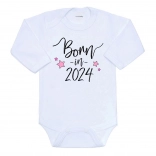 Babyromper met print Born in 2024, roze