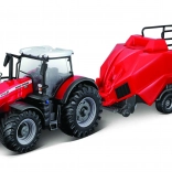 Model van de tractor Massey Ferguson 8740S met balenpers