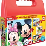 Puzzel in koffertje MICKEY MOUSE en vrienden 4-in-1