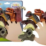 Rubberen vingerpoppetjes dinosaurussen, set van 5 stuks