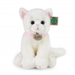 Rappa Pluche witte kat met roze halsband