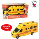 Ambulance met vliegwiel met licht en geluid, 19 cm