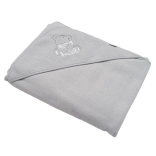 Kinderbadlaken van badstof met capuchon New Baby, grijs, 100 × 100 cm, beer