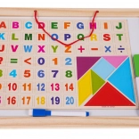 Houten dubbelzijdig bord met accessoires