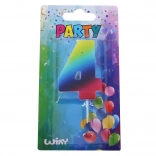 Partykaars cijfer 4 regenboog