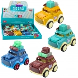 Metalen retro reisautootje met frictieaandrijving en stuiterende motorkap