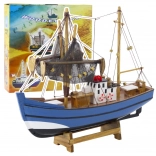 Decoratief model van een vissersboot blauw 30x26 cm