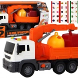 Vuilniswagen met kraan Wrijvingsaandrijving Oranje 1:16