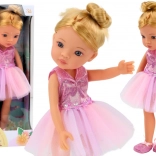 Roze ballerina-pop in jurk 33 cm