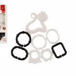 Dier bijtring met hangers zwart-wit