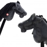 Pluche hobby horse zwart met lange manen en geluiden