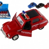 Retro politieautootje 11 cm – metaal/kunststof, terugtrekmechanisme, licht op batterijen