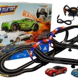 Racebaan 1:43 met 2 autootjes Top Turbo met verlichting, lengte 7,6 m