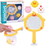 Badspeelgoed: netje met zuignap en 3 rubberen diertjes zonder gaatje