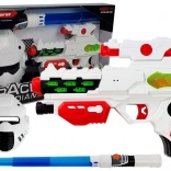 Kosmisch laserwapen met lichtgevend masker en zwaard