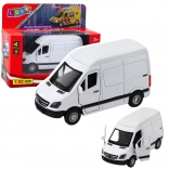 Metalen bestelwagen 1:32 met pull-back aandrijving, licht en geluid – wit