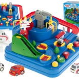 Interactieve racebaan met obstakels en parkeren