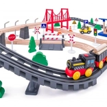 Houten treinbaan met batterijlokomotief, 80 delen