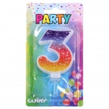 Feestkaars Sterren in de vorm van nummer 3