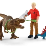 schleich dinosaurs aanval van de tyrannosaurus rex – speelset met t-rex, stegosaurus en onderzoeker