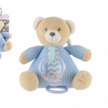 Pluchen teddybeer met opwindbaar muziekdoosje en rammelaar, blauw 18 × 18 cm