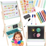 Houten dubbelzijdig kinderbord LULILO Kredo 3-in-1 met magneten, papier en manden